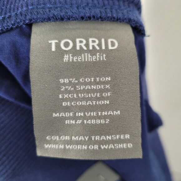 Torrid Crop Pull On Skinny Stretch Poplin Mid Rise Pant Navy Blue Size 2X NWT - Picture 8 of 11